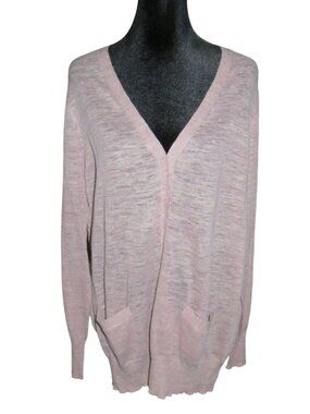 J Crew Pale Blush Pink Long Sleeve Button Up lightweight sweater XL